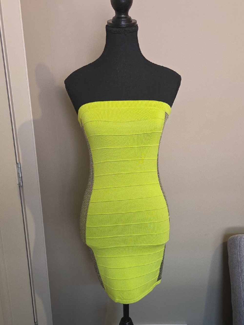WOW couture Neon Lime Strapless Bandage Dress